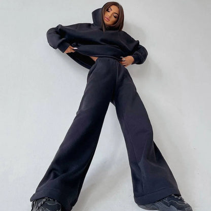 Women's casual loose hoodie sweatshirt and sweatpants set