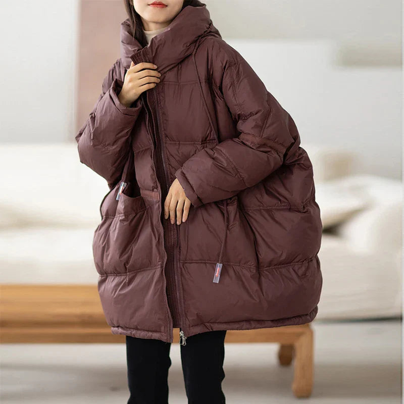 Women's winter oversized down hooded jacket