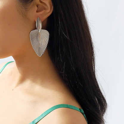 Textured leaf drop earrings