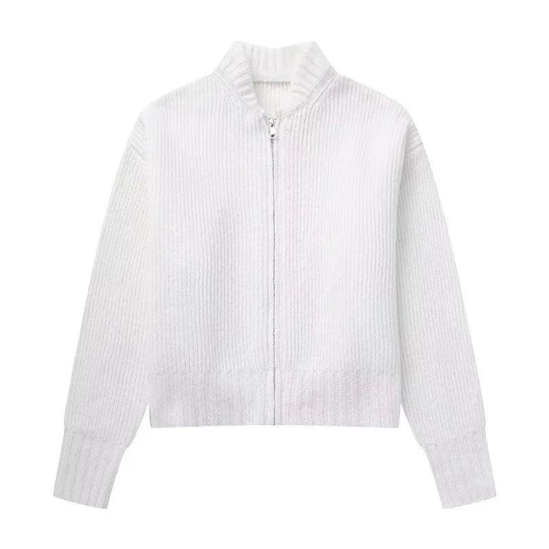 Women's fashionable knitted cardigan sweater