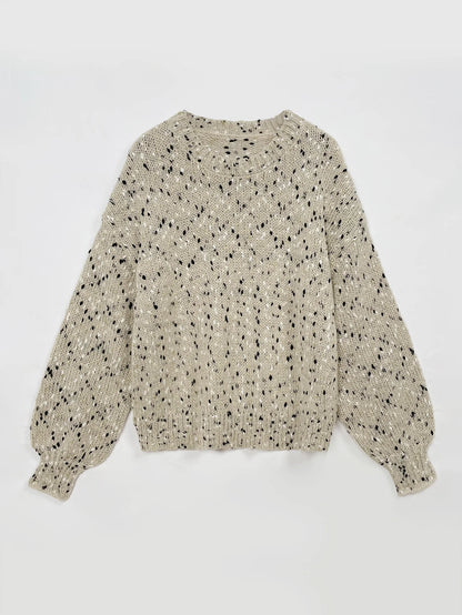 Textured knit sweater with relaxed fit for women