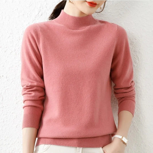 Wool Blend Slim Fit Mock Neck Sweater 