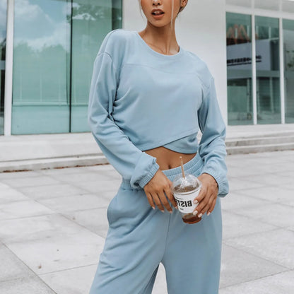 Women's autumn winter sports leisure sweater two-piece set