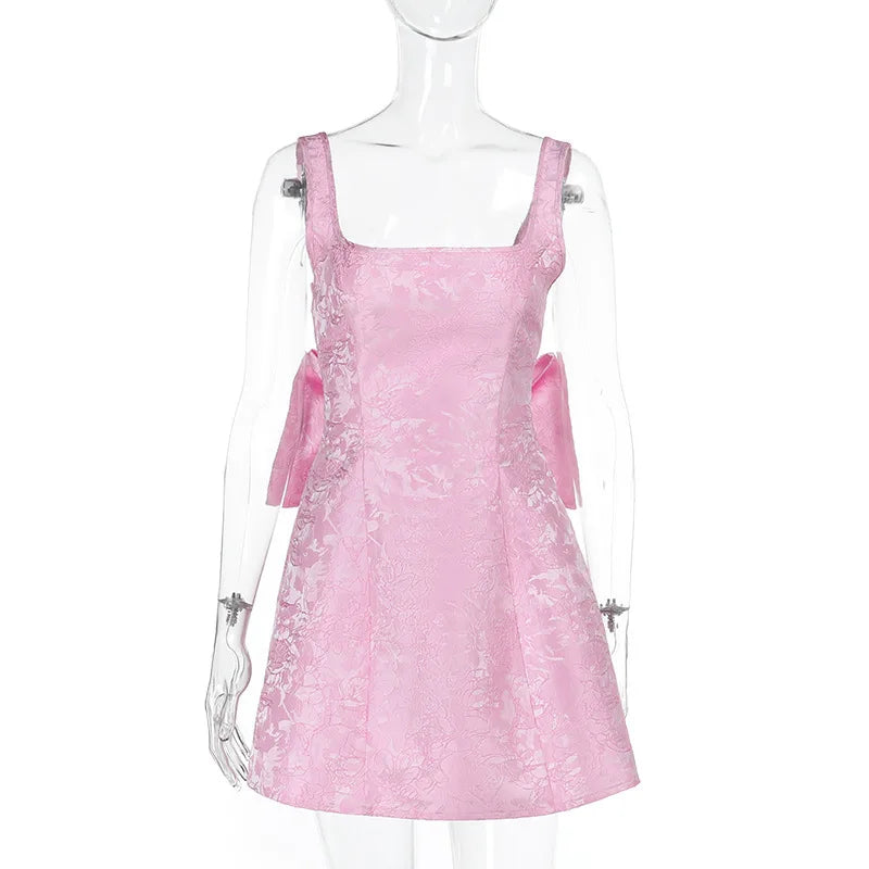 Jacquard A-Line Mini Dress with Wide Straps