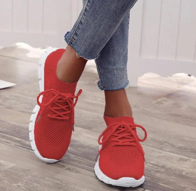 Women's Knit Sneakers - Breathable Lightweight - Sock-Like Fit - Cushioned Sole