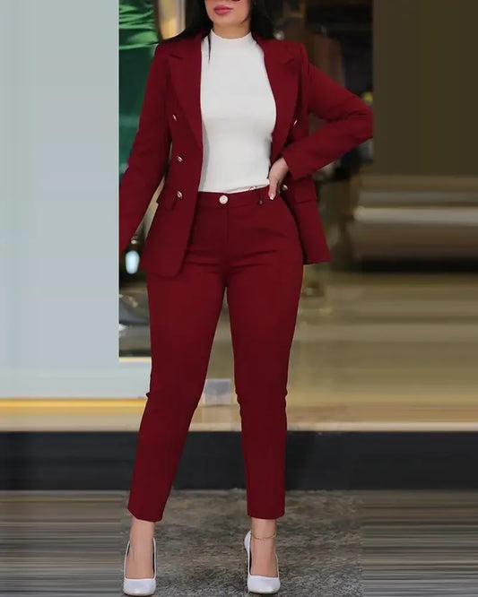 Double-Breasted Formal Two-Piece Suit Set