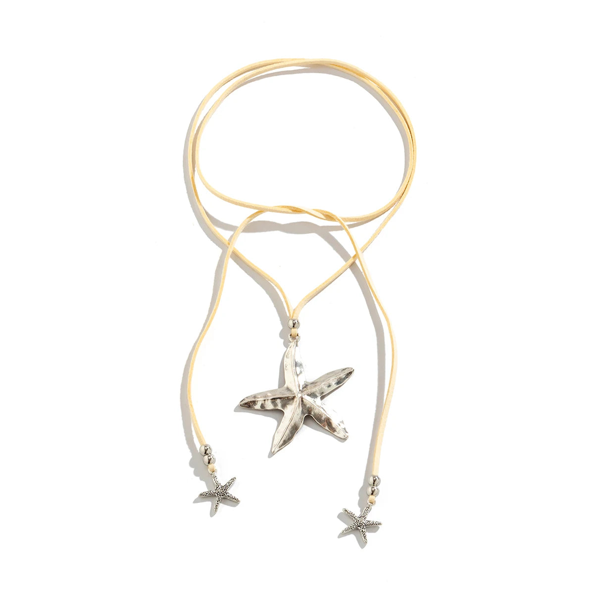 Silver starfish pendant necklace with adjustable cord