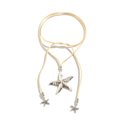 Silver starfish pendant necklace with adjustable cord