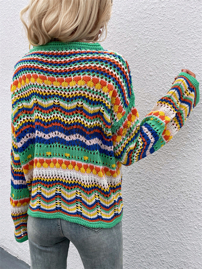 Colorful Striped Knitted Sweater