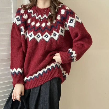 Women’s soft knitted sweater loose fit long sleeve casual top