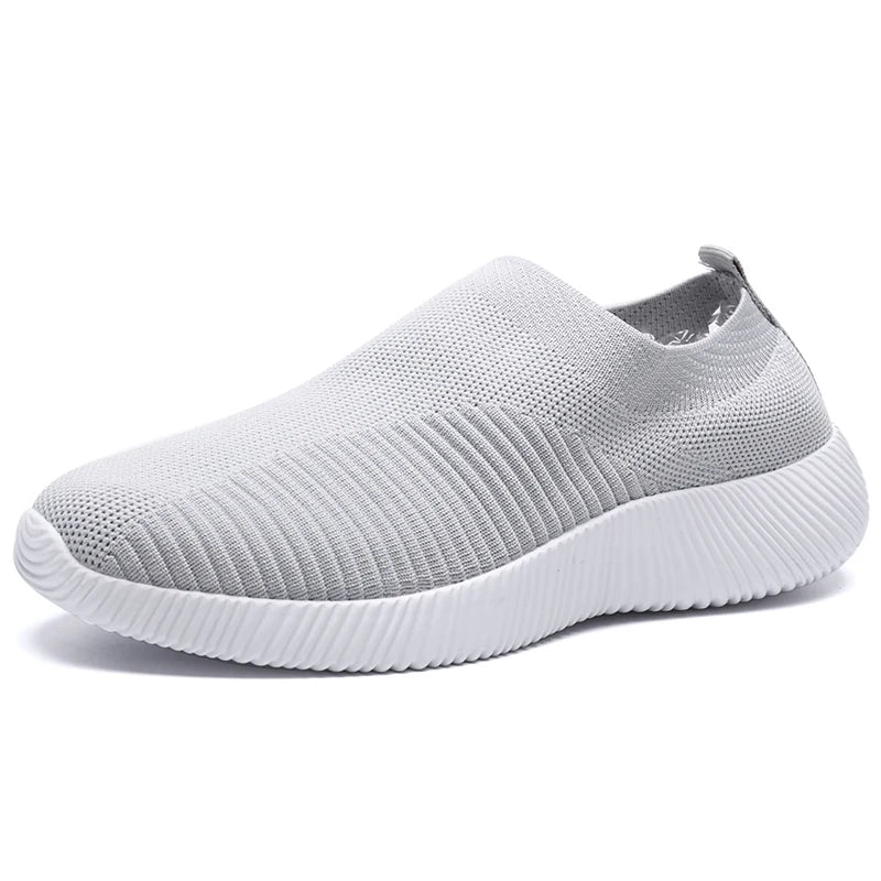 Women's Slip-On Sneakers - Breathable Knit - Lightweight Cushioned Sole - Casual Wear