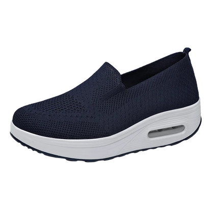 Women's Slip-On Sneakers - Breathable Knit Fabric - Air Cushion Platform Sole