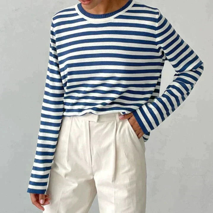 Women's round neck striped sweater