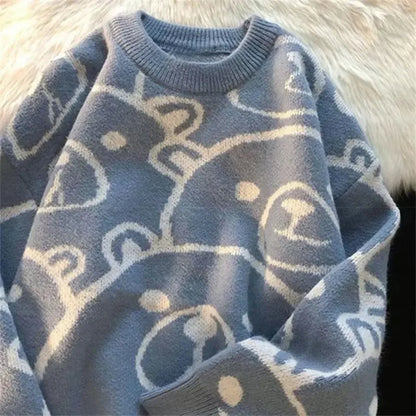 Women's trendy cute printed knitted sweater