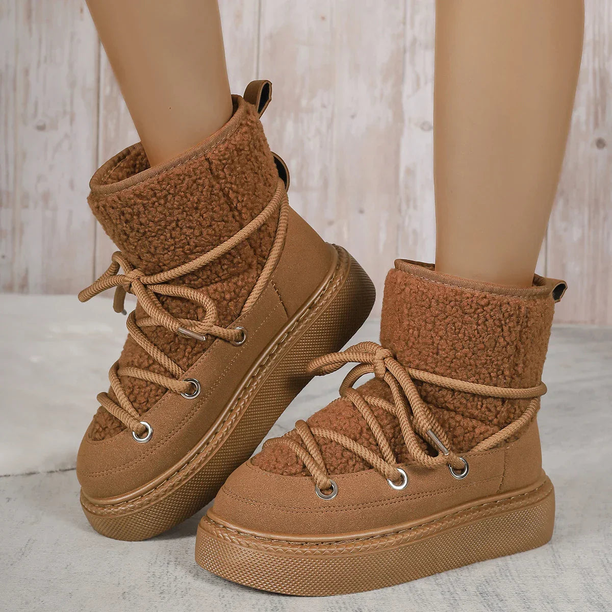 Women's winter boots non-slip warm lace-up