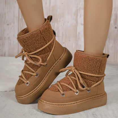 Women's winter boots non-slip warm lace-up