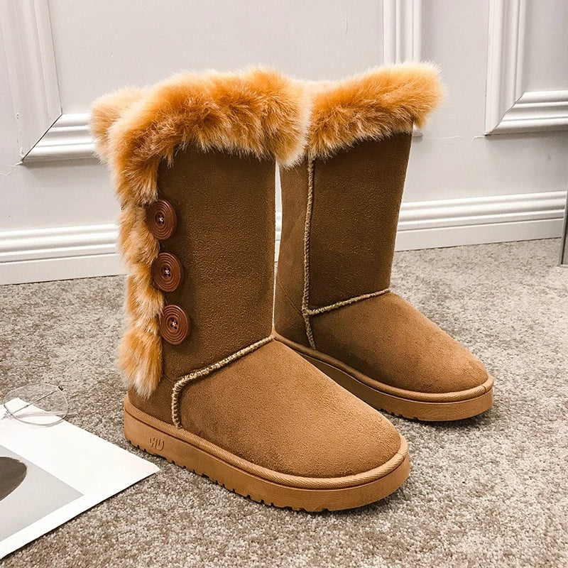 Women's waterproof winter slip-on snow boots