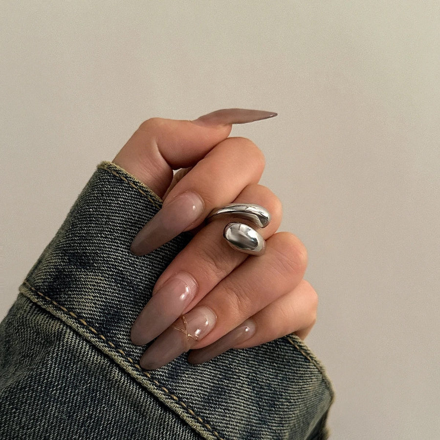 Gold-Plated Minimalist Jewelry Set - Fluid Curve Design - Stacked Trio