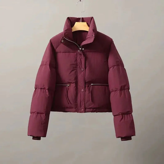 Puffy Winter Stand Collar Coat
