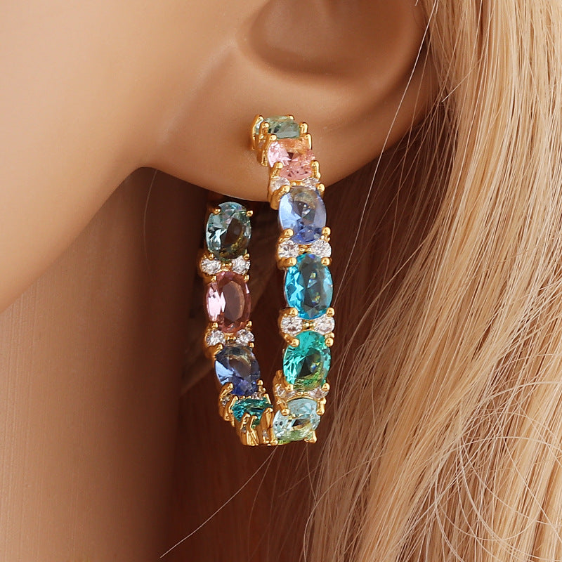 Radiant multicolored zirconia earrings