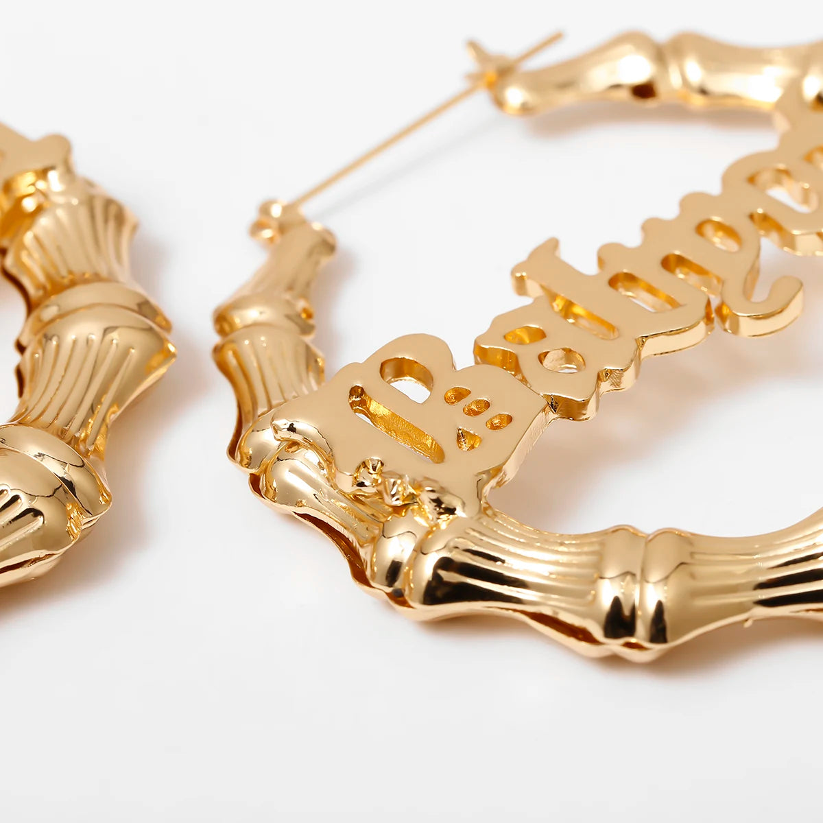 Women's bamboo "babygirl" hoop earrings