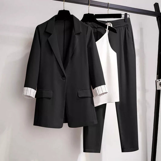 Three-Piece Tailored Fit Single Button Blazer 