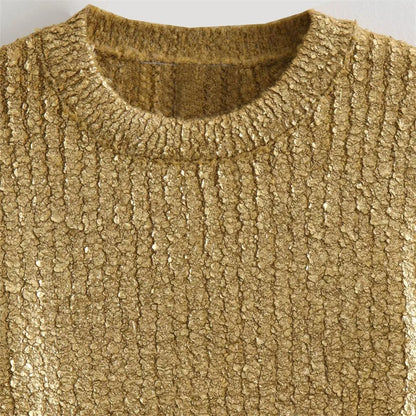 Trendy women's broken pattern long-sleeved sweater