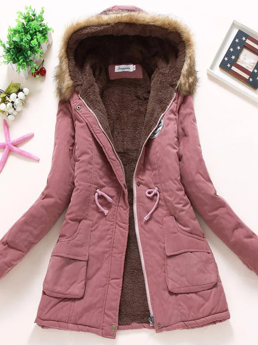Long Sleeve Hooded Mid-Length Coat
