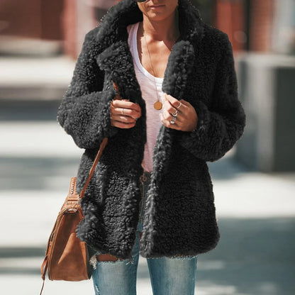Women's warm teddy fleece plush coat