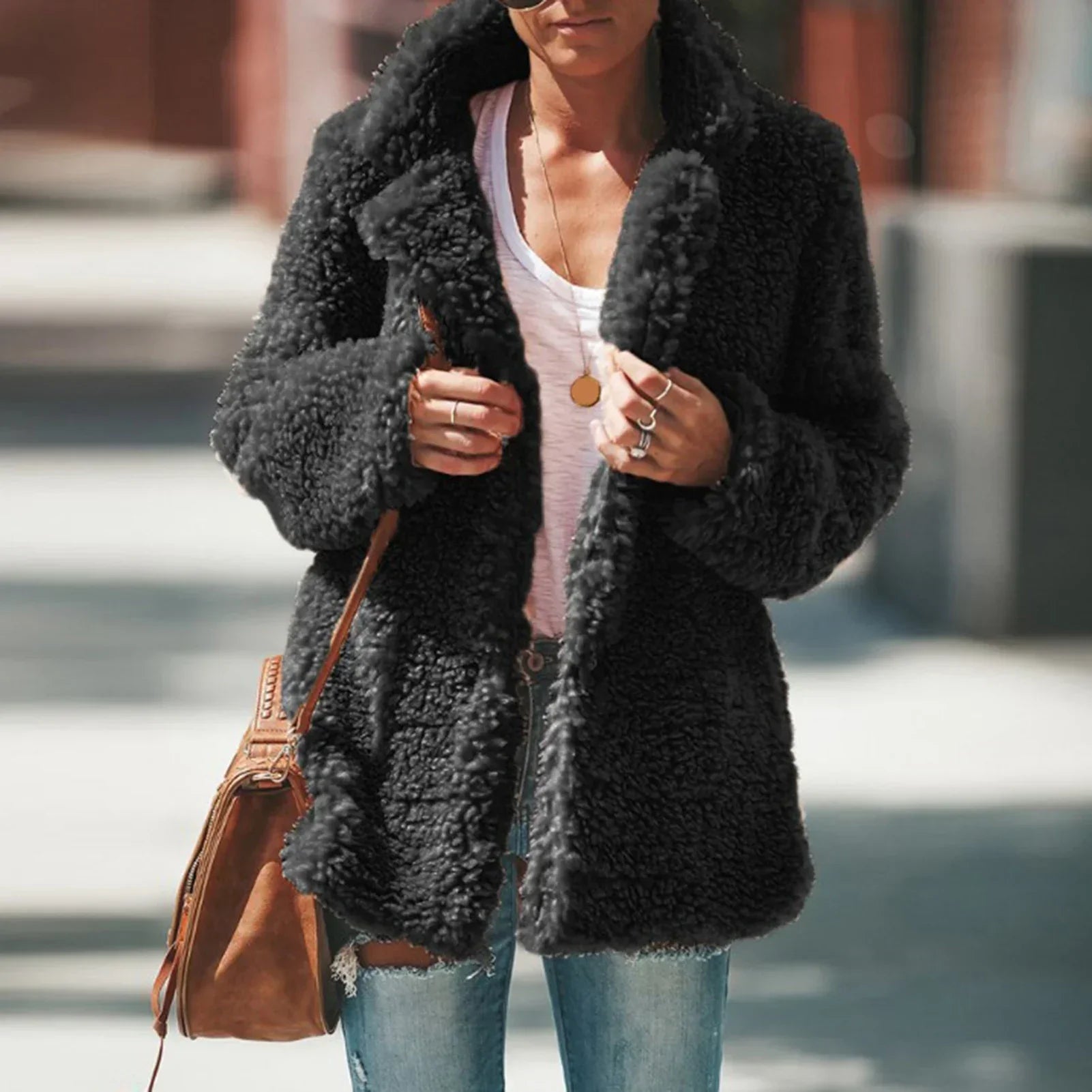 Fleece Lapel Collar Jacket
