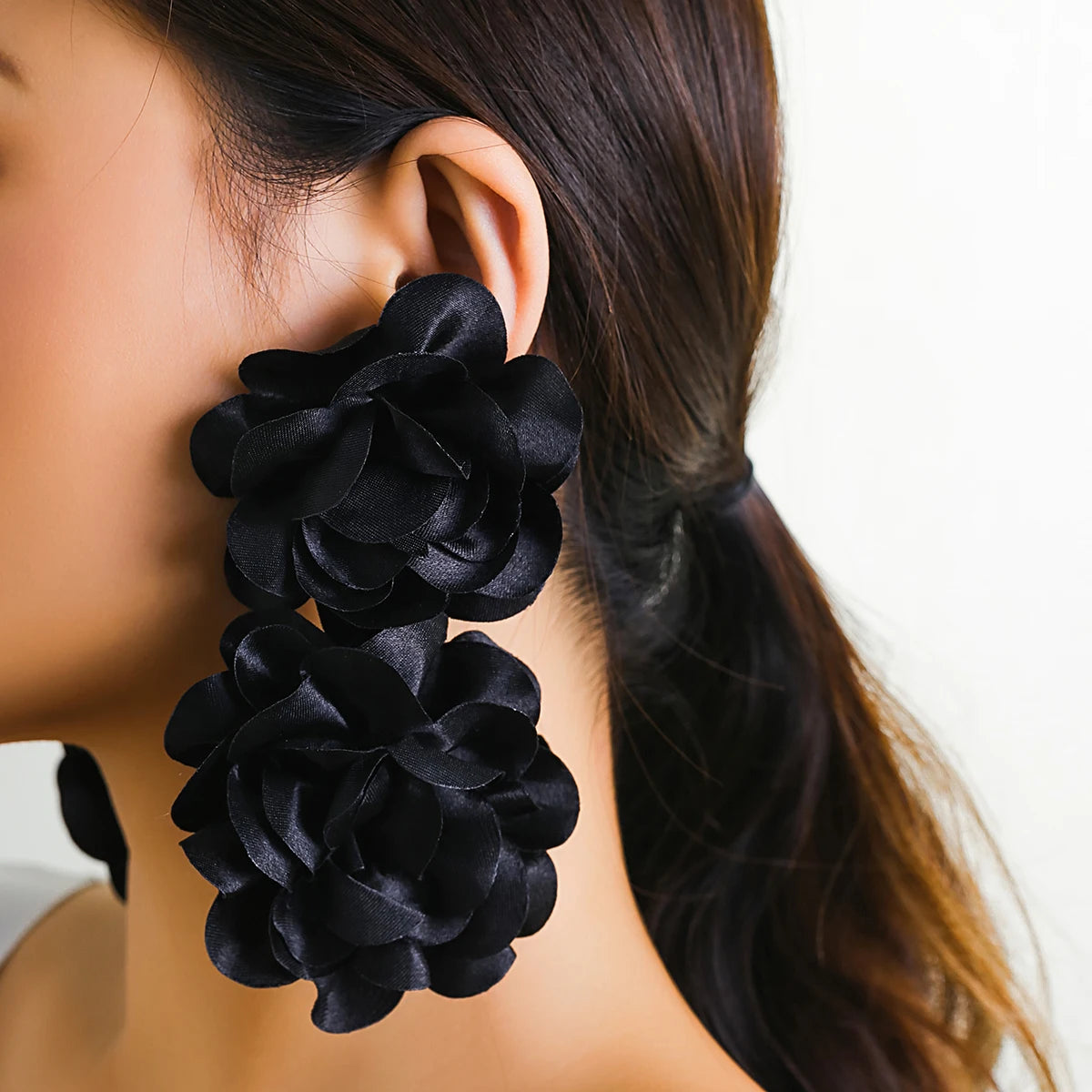 Double flower statement earrings with a bold floral design