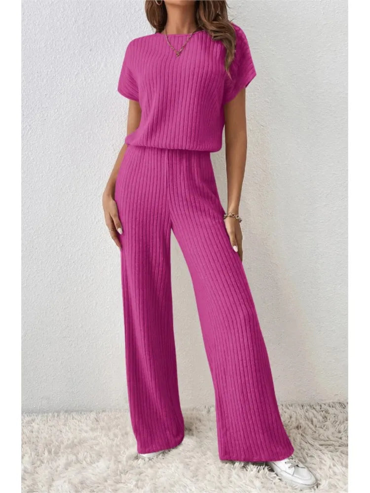 Women's casual bodysuit and high waist pants set