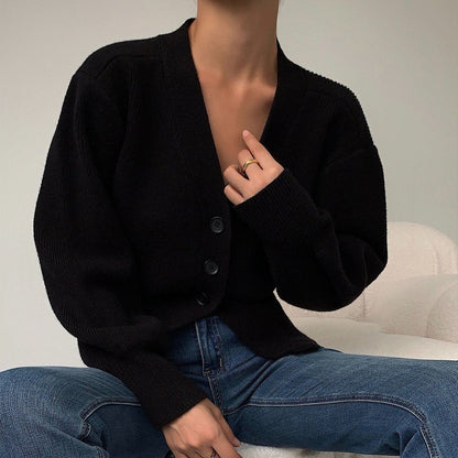 Women's winter soft v neck sweater jacket