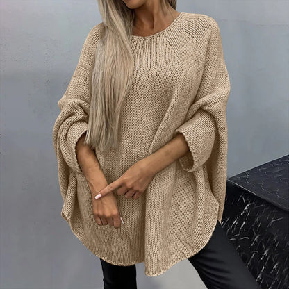 Women's knitted cape shawl sweater