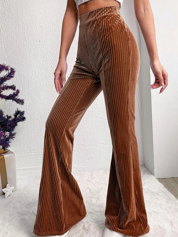 Women's high-waisted corduroy flare pants