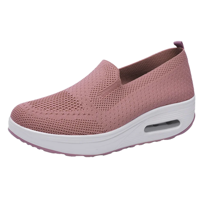 Women's Slip-On Sneakers - Breathable Knit Fabric - Air Cushion Platform Sole