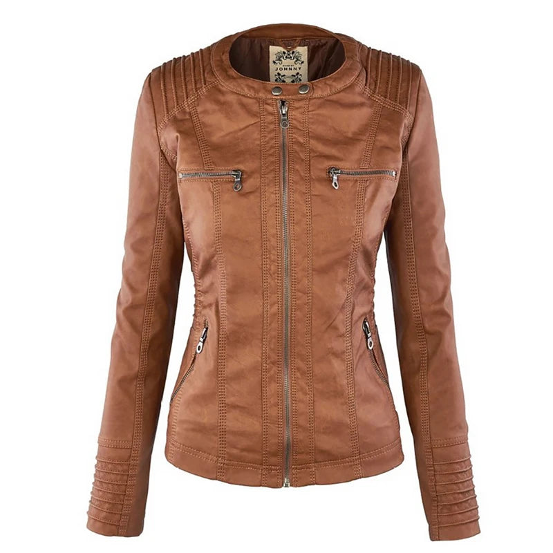 Women's winter waterproof faux leather jackets