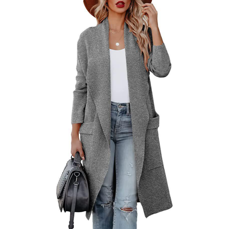 Women's casual warm long coat jacket