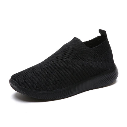 Women's Slip-On Sneakers - Breathable Knit Upper - Lightweight Rubber Sole