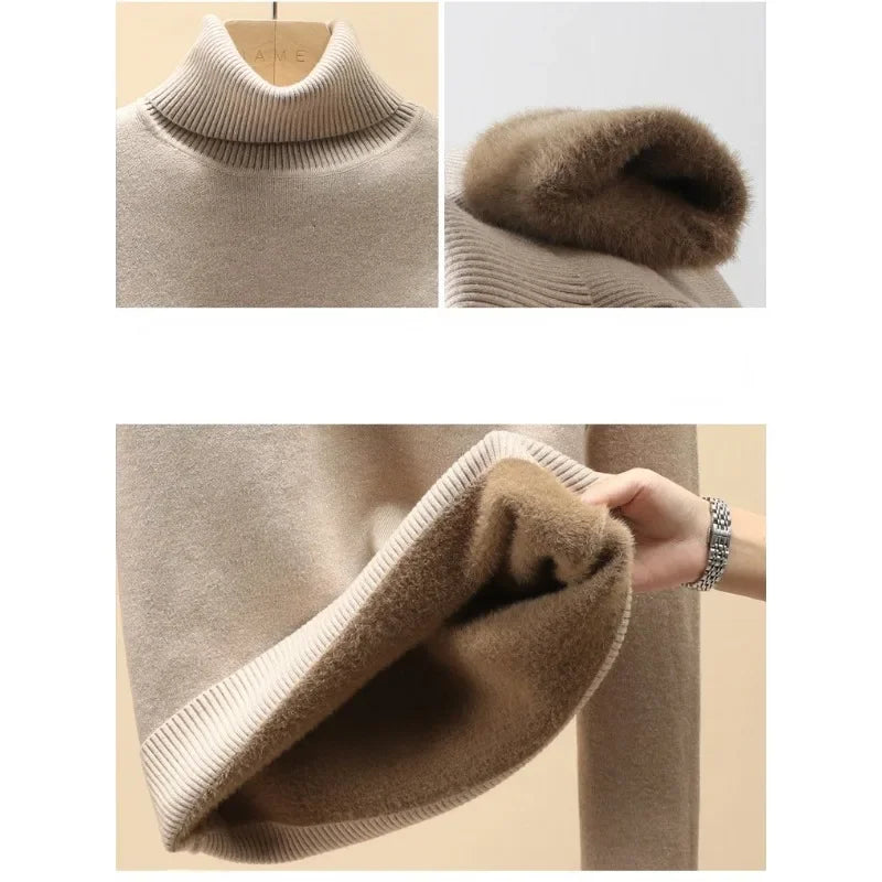 Women's turtleneck knit pullover sweater