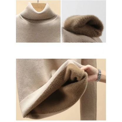 Women's turtleneck knit pullover sweater