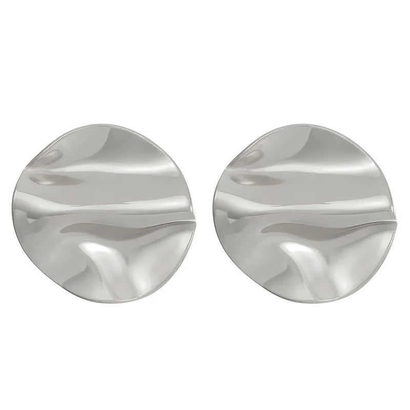 Sleek textured disc stud earrings