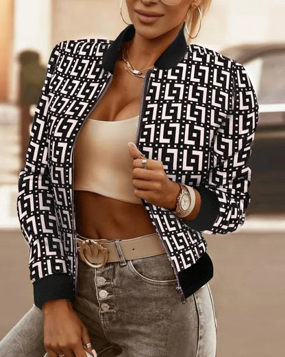 Women's high-end jacket with zip-up closure
