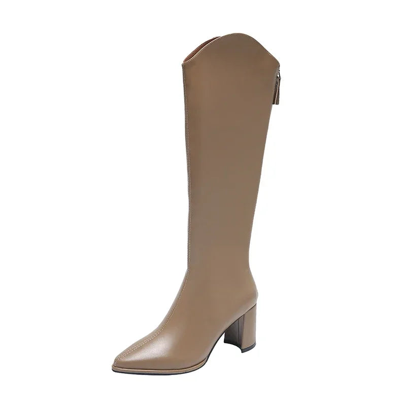 Women’s knee-high boots with thick high heels