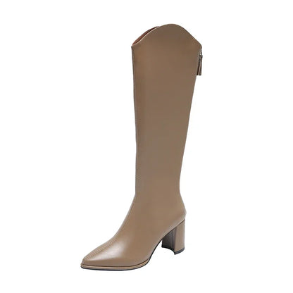 Women’s knee-high boots with thick high heels