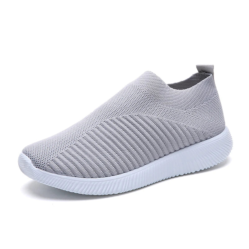 Women's Slip-On Sneakers - Breathable Knit Upper - Lightweight Rubber Sole