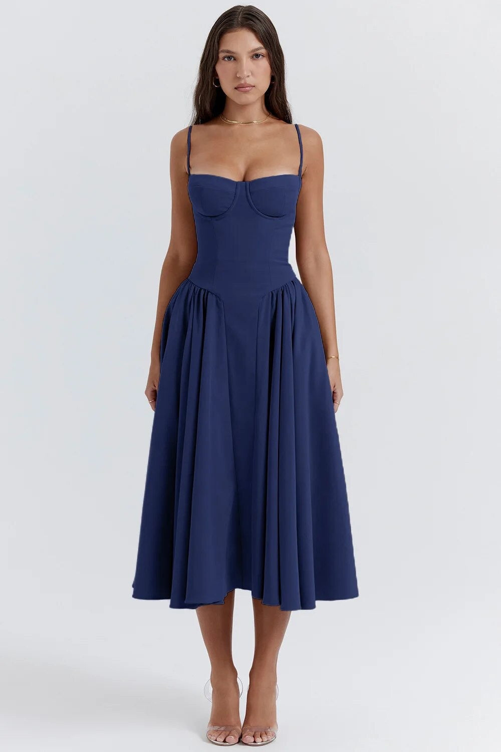 Fitted Spaghetti Strap Midi Dress