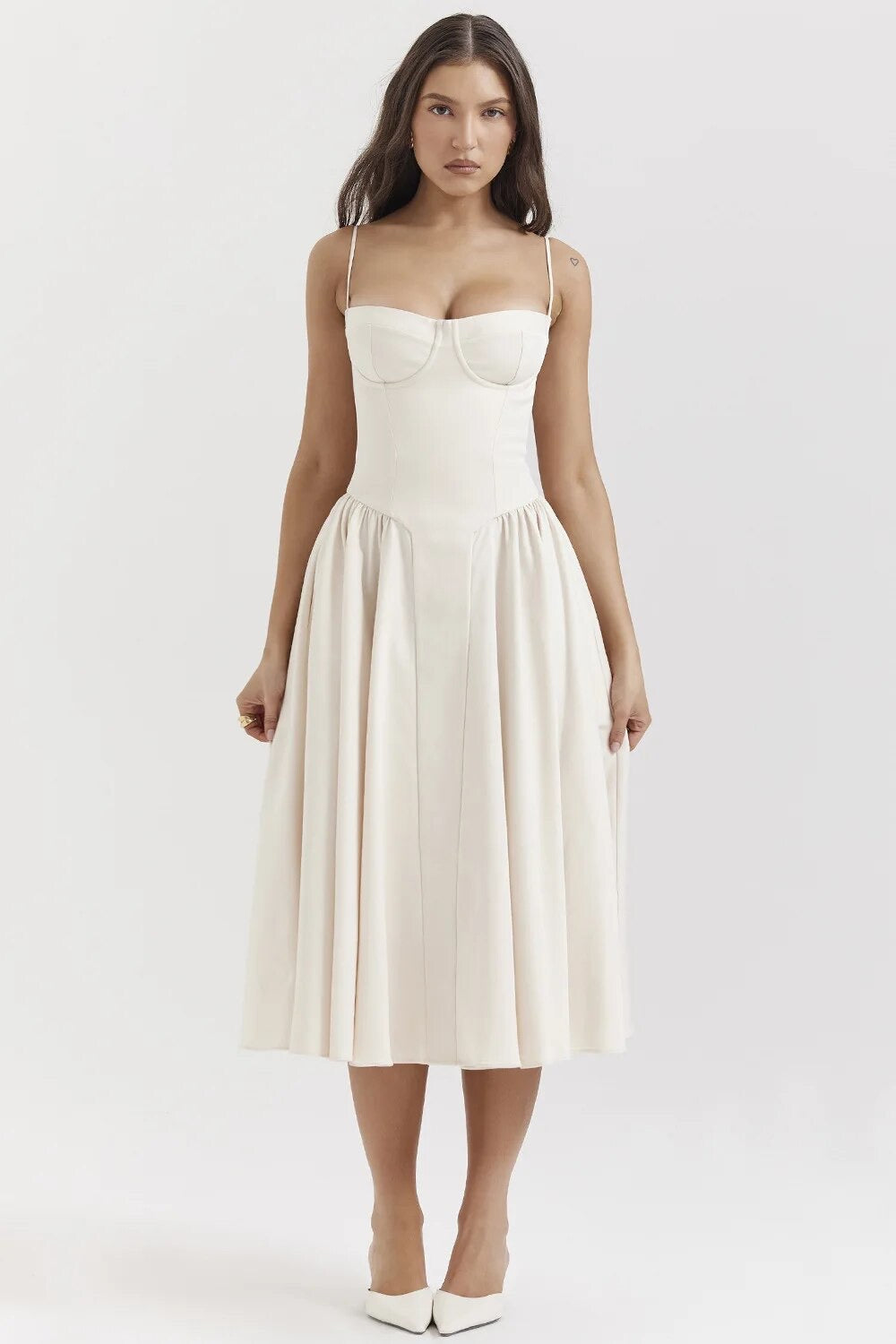 Fitted Spaghetti Strap Midi Dress