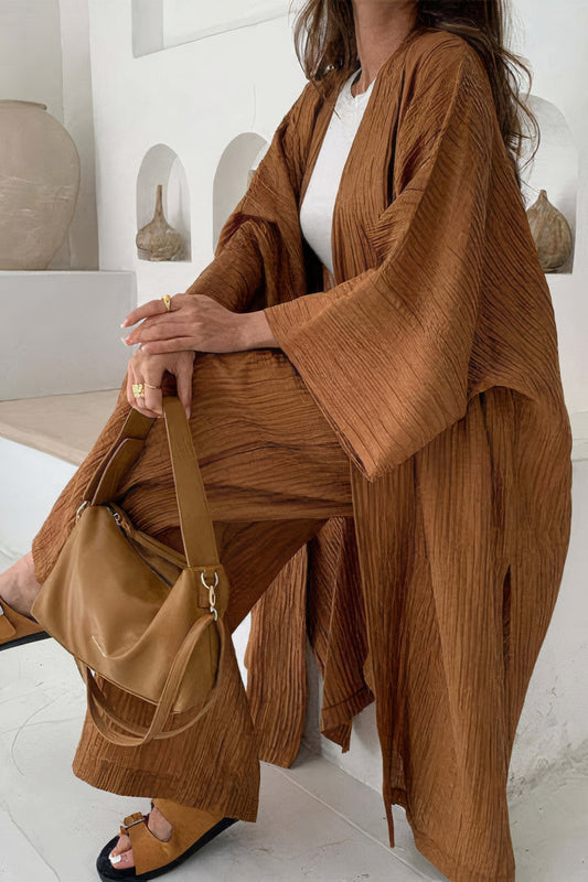Pleated Wide-Leg Elegant Top & Pants Set