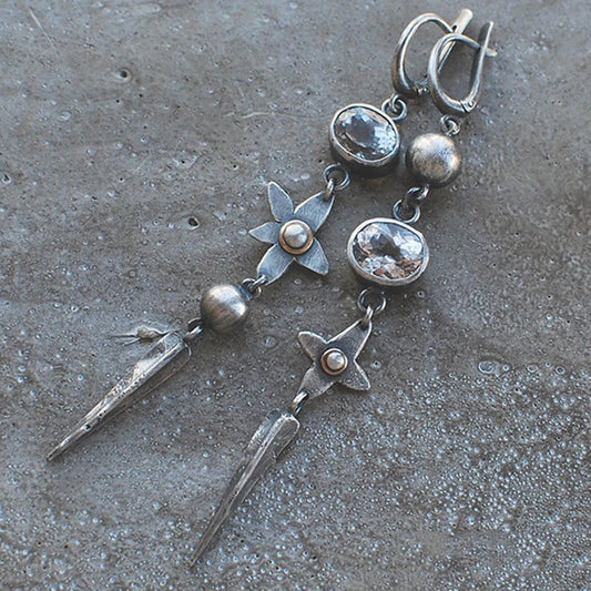 Rhinestone Star Pendant Earrings